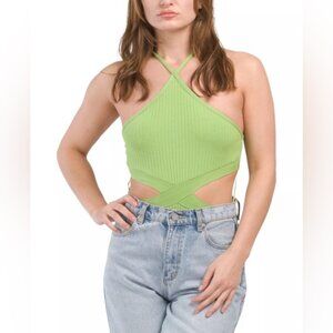 NWT ZARA Ribbed Cut Out Bodysuit Limitless‎ Contour Seamless Openwork 0858/811 M